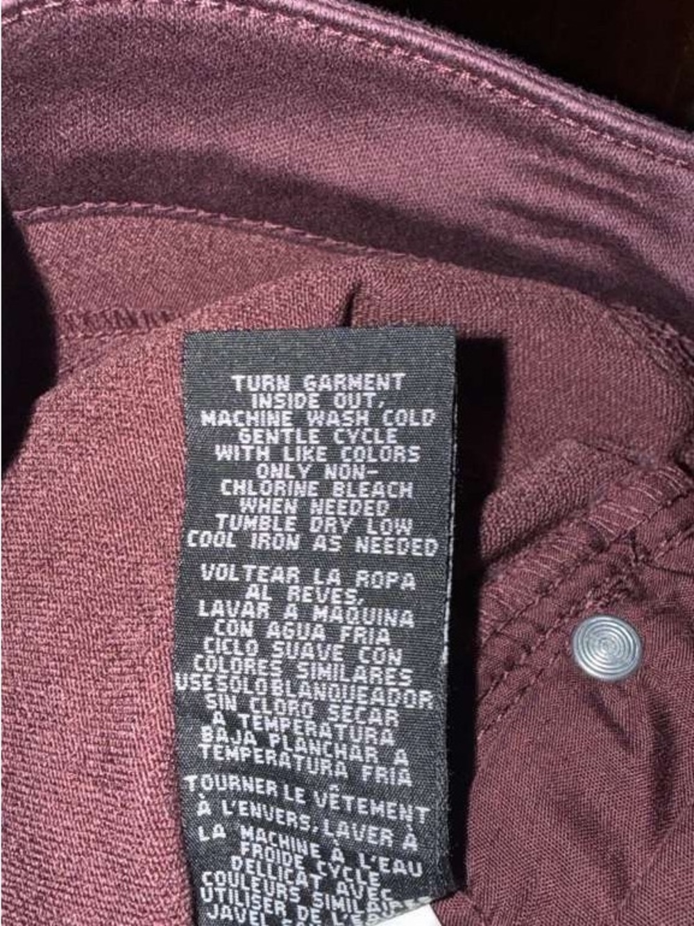 1822 Denim Wine-Colored Slim Stretch Jeans - Picture 9 of 10